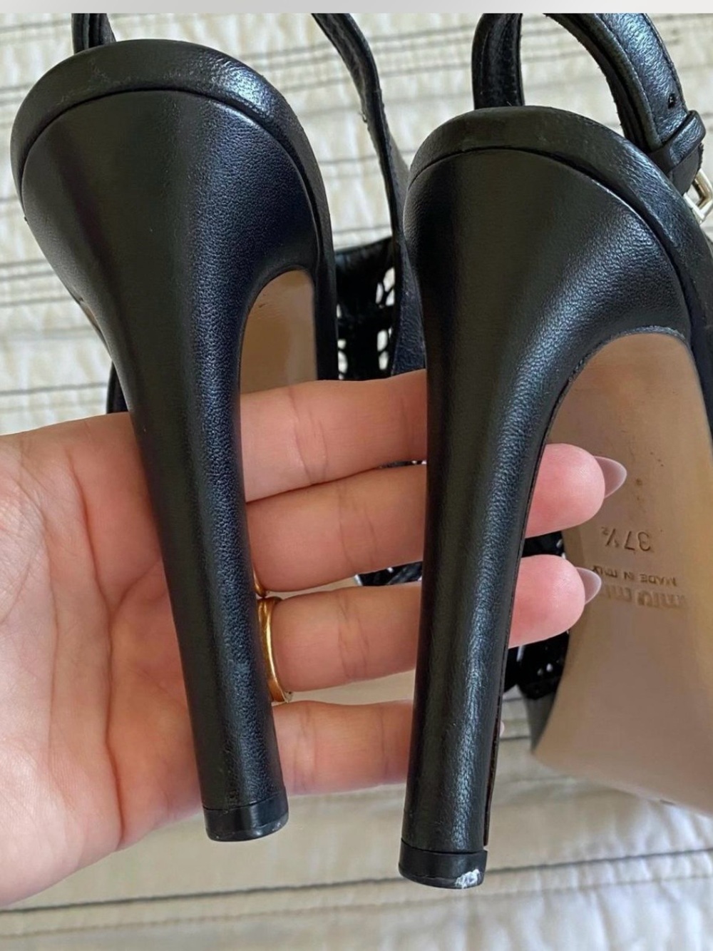 MIU MIU Vintage Heels Peep Toe Style
Black Leather Mesh Platform size 37.5 - Picture 5 of 9